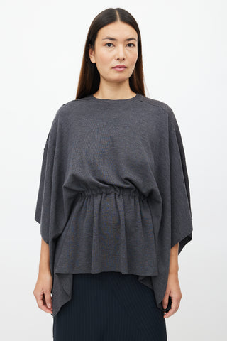 Valentino Grey Wool Cape Top