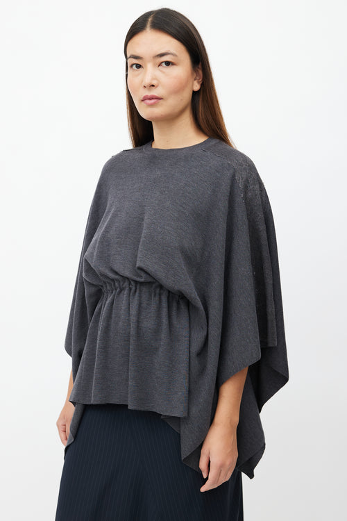 Valentino Grey Wool Cape Top