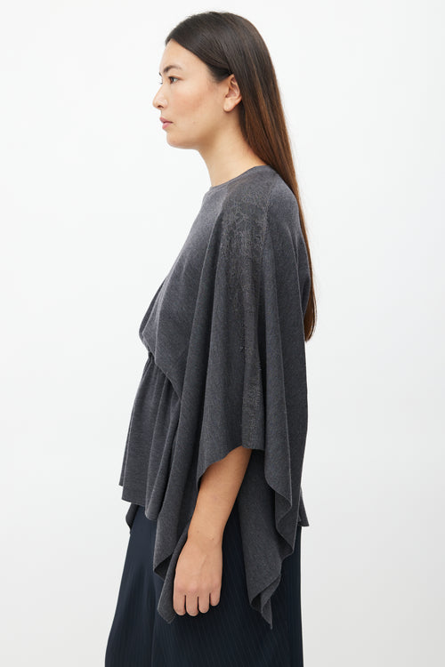 Valentino Grey Wool Cape Top