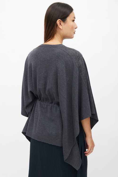 Valentino Grey Wool Cape Top