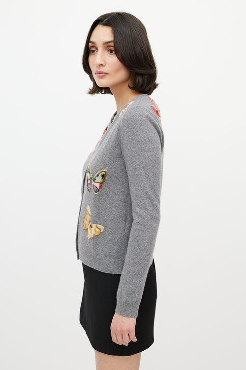 Valentino Grey Wool 
Cashmere Embellished Cardigan