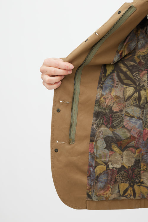 Valentino Khaki Green 
Multicolur Cotton Patch Jacket