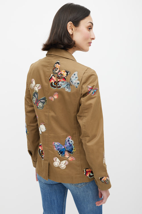 Valentino Khaki Green 
Multicolur Cotton Patch Jacket