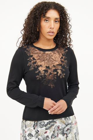 Valentino Black Lace Neckline Top