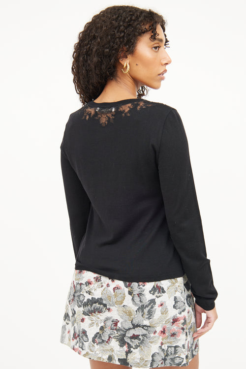 Valentino Black Lace Neckline Top