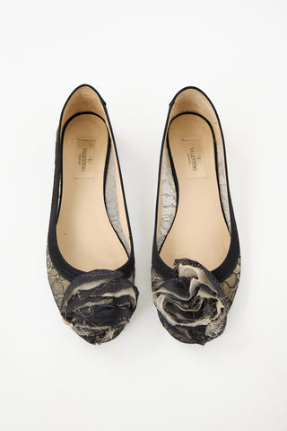 Valentino Lace Floral Ballet Flat