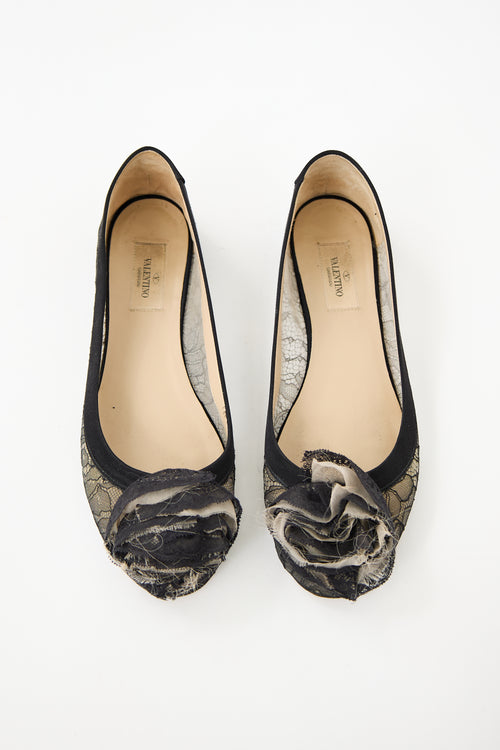 Valentino Lace Floral Ballet Flat