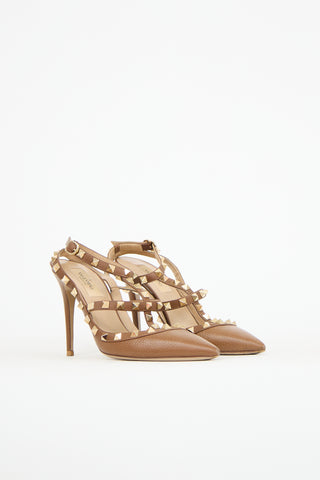 Valentino Leather Rockstud Caged Heel