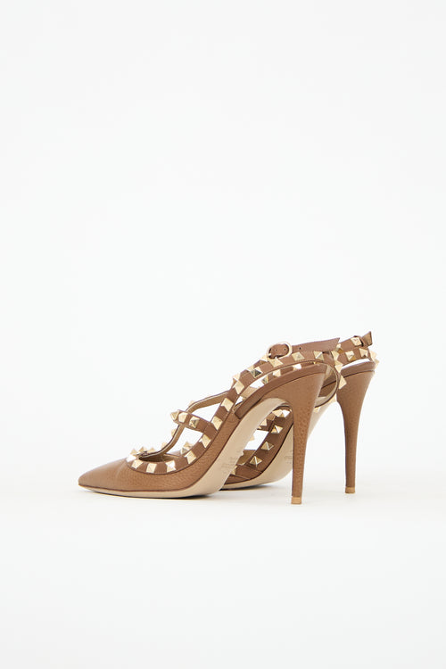 Valentino Leather Rockstud Caged Heel