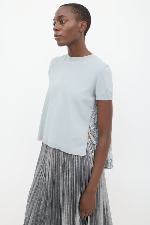 Valentino Light Blue Floral Lace Back Top