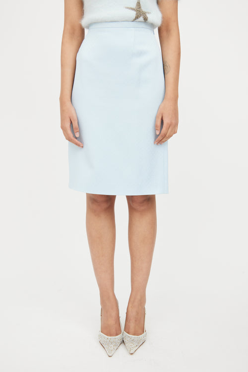 Valentino Blue Dot Slit Skirt