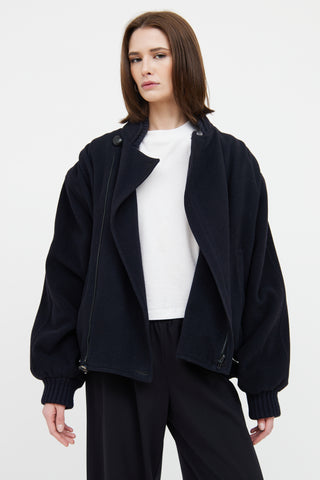 Valentino Navy Wool Zip Jacket