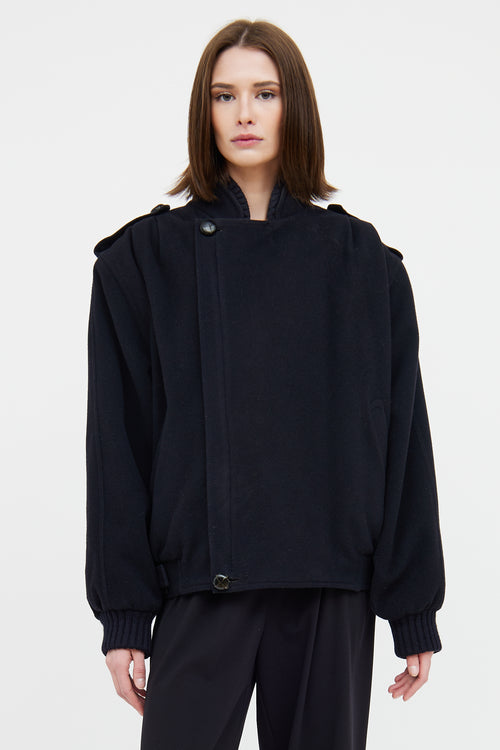 Valentino Navy Wool Zip Jacket