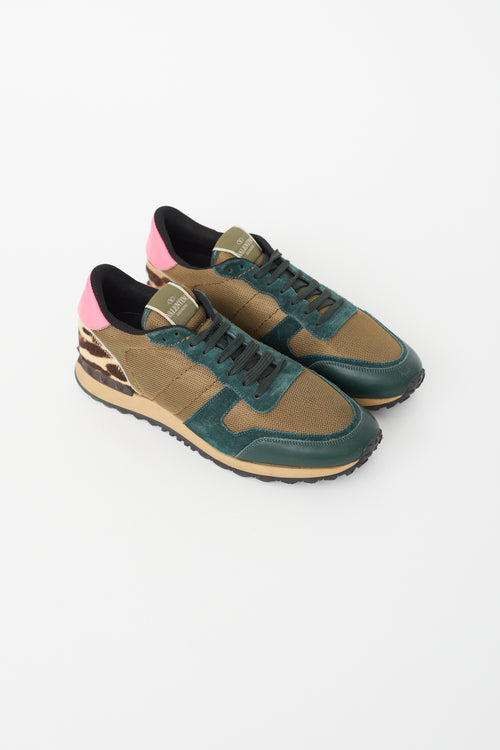 Valentino Khaki 
Multi Nylon Rockrunner Sneaker