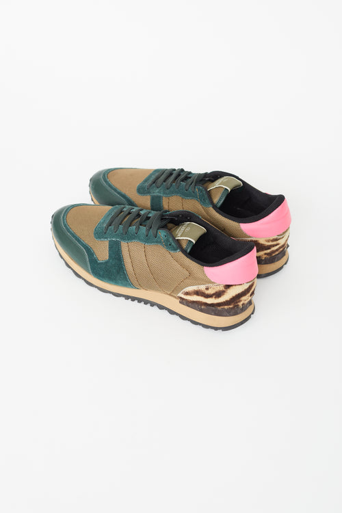 Valentino Khaki 
Multi Nylon Rockrunner Sneaker