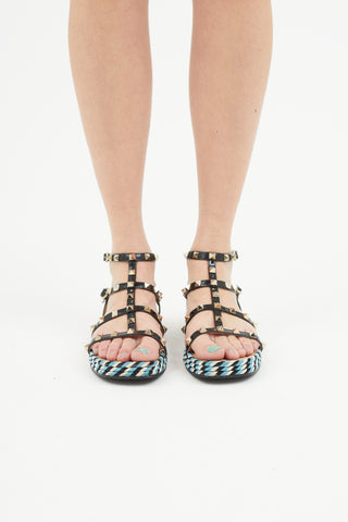 Valentino Black 
Multicolour Rockstud Sandal