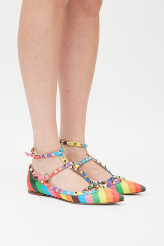 Valentino Multicolour Rainbow Rockstud Flat