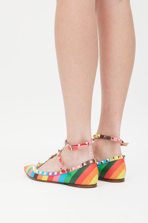 Valentino Multicolour Rainbow Rockstud Flat