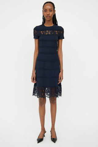 Valentino Navy Knit 
Lace Dress