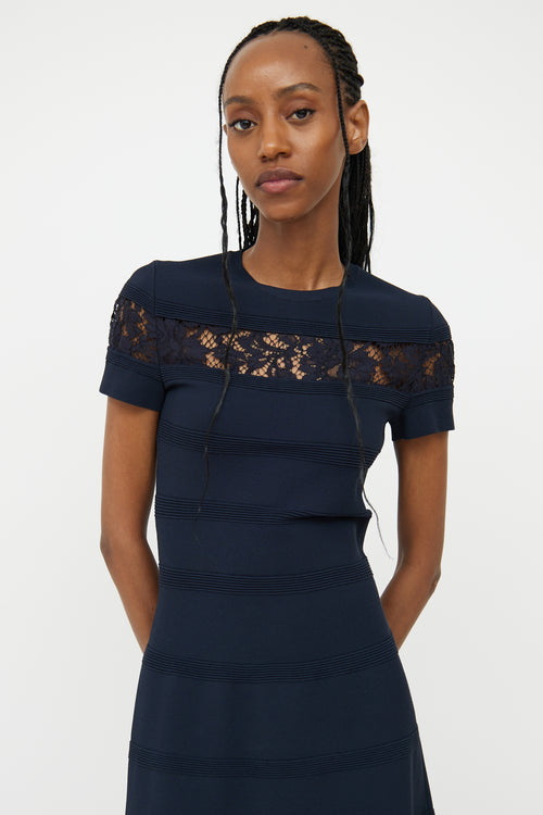 Valentino Navy Knit 
Lace Dress