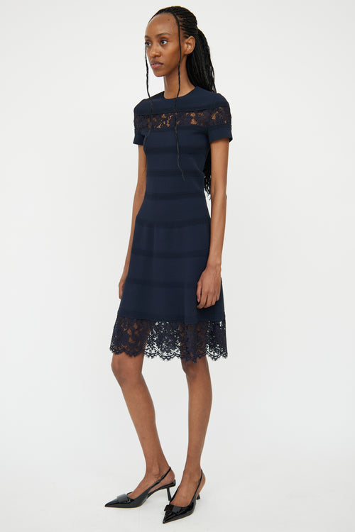 Valentino Navy Knit 
Lace Dress