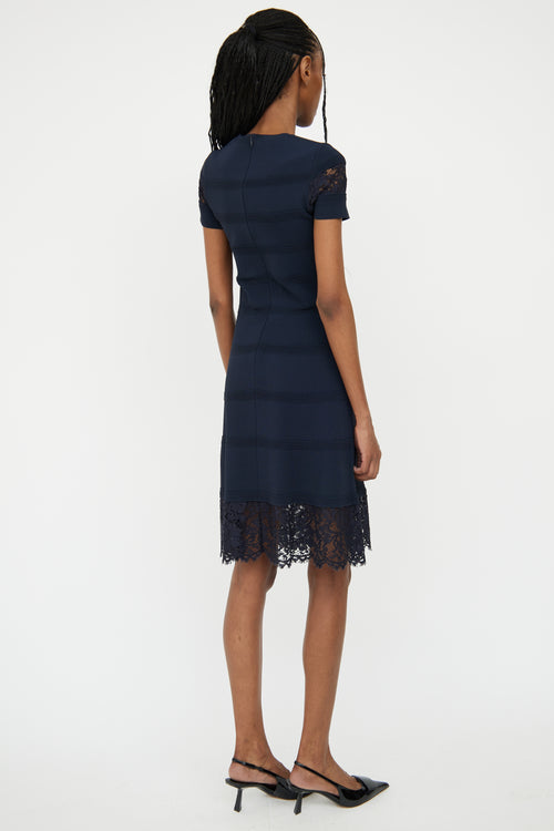 Valentino Navy Knit 
Lace Dress