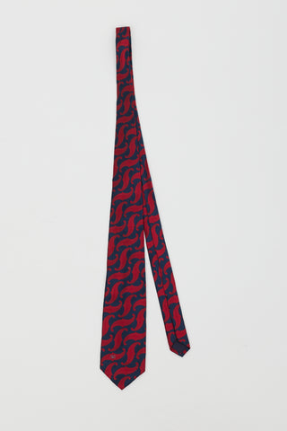 Valentino Navy 
Red Silk Paisley Tie