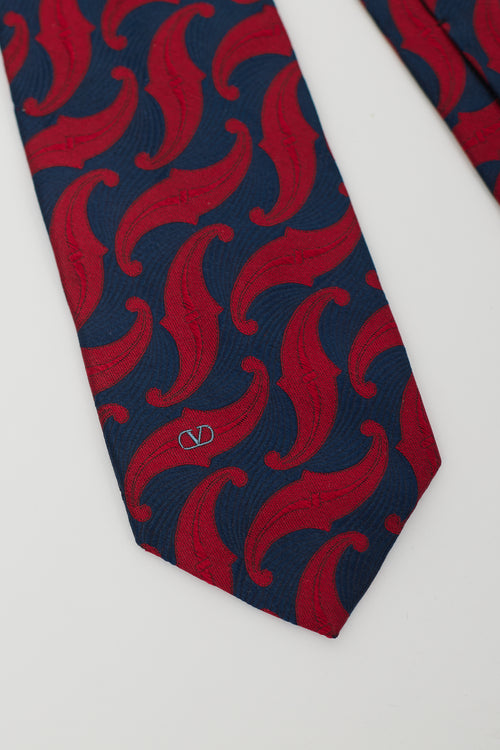 Valentino Navy 
Red Silk Paisley Tie