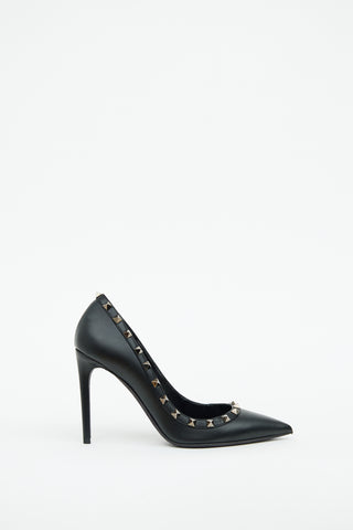 Valentino Black Leather Rockstud Pump