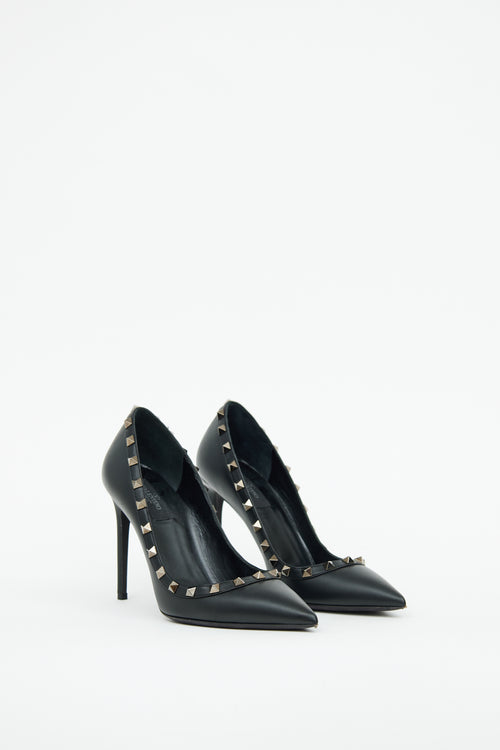 Valentino Black Leather Rockstud Pump