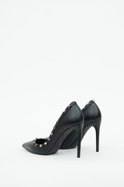 Valentino Black Leather Rockstud Pump