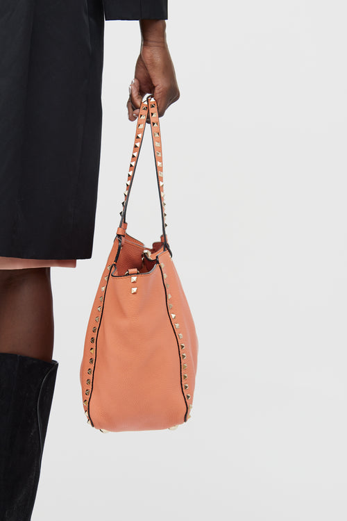 Valentino Pink Rockstud Trapeze Tote  Bag