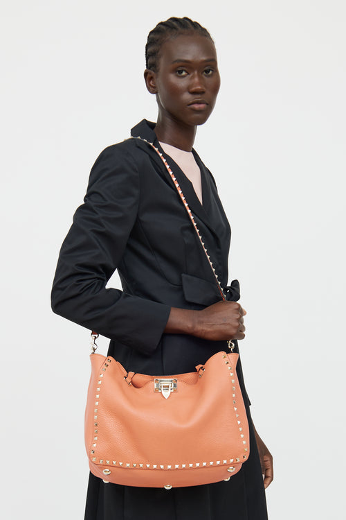 Valentino Pink Rockstud Trapeze Tote  Bag