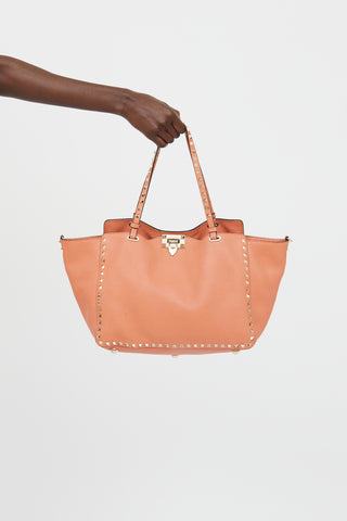 Valentino Pink Rockstud Trapeze Tote  Bag