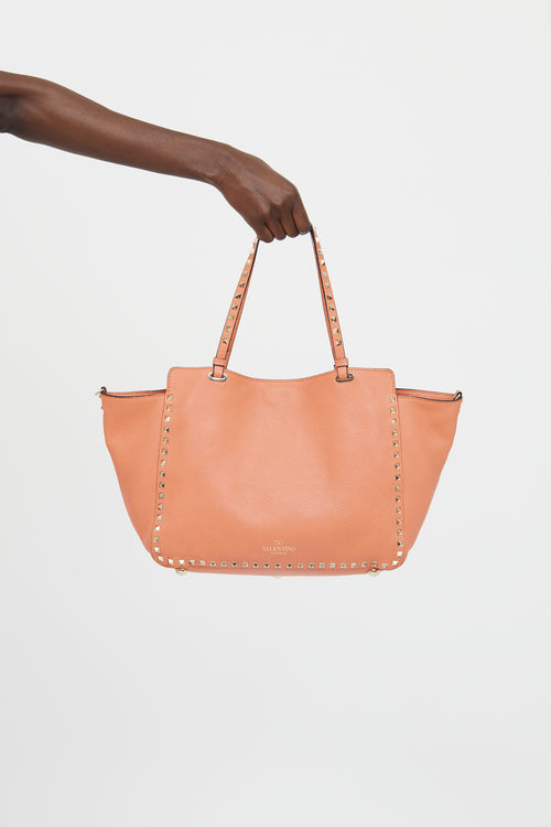 Valentino Pink Rockstud Trapeze Tote  Bag