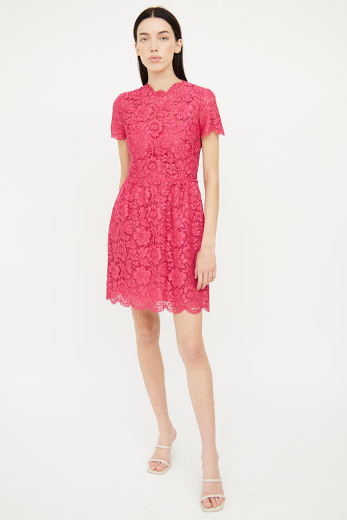 Valentino Pink Lace Floral Dress