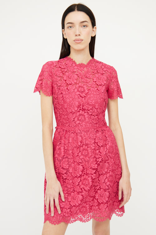 Valentino Pink Lace Floral Dress