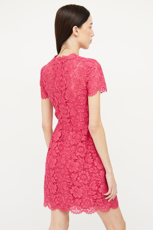 Valentino Pink Lace Floral Dress