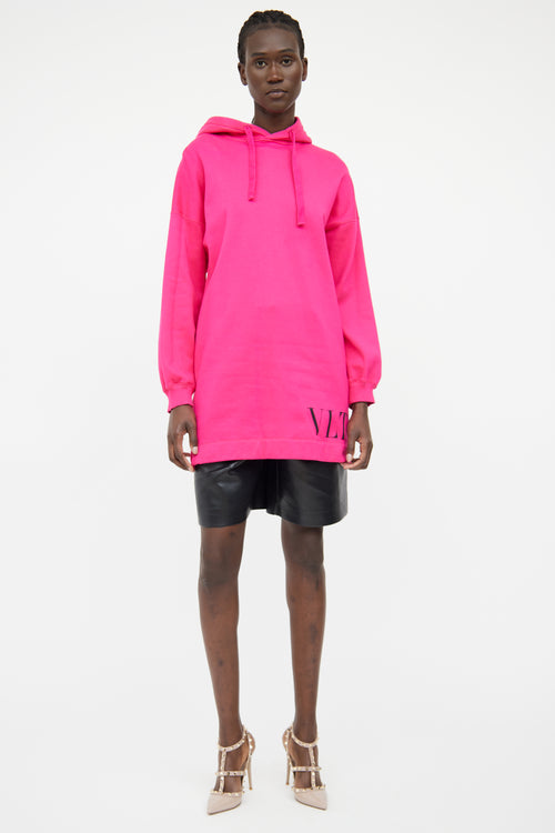 Valentino Pink Long Hooded Sweatshirt