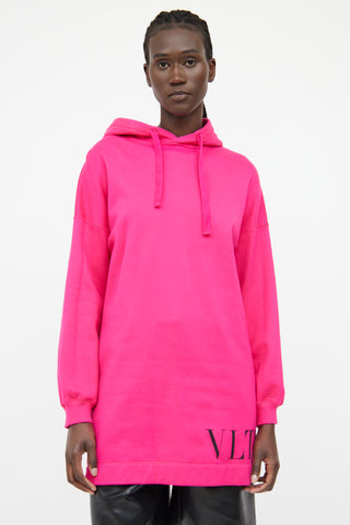 Valentino Pink Long Hooded Sweatshirt