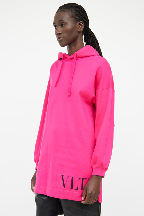 Valentino Pink Long Hooded Sweatshirt