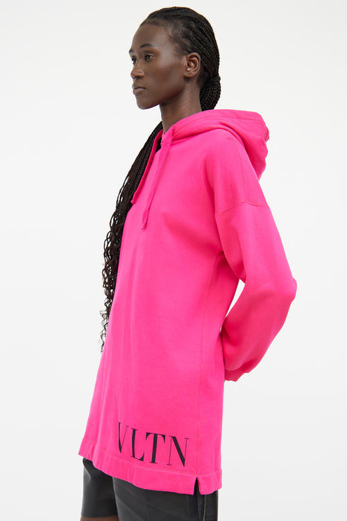 Valentino Pink Long Hooded Sweatshirt