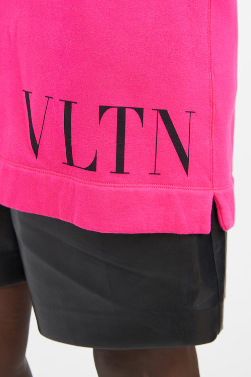 Valentino Pink Long Hooded Sweatshirt