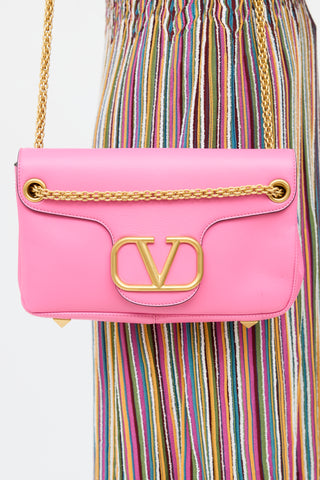 ValentinoPink Leather Vlogo Studded Bag