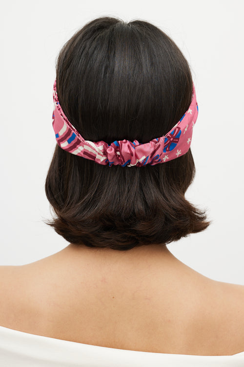 Valentino Pink 
Red Silk Printed Headband