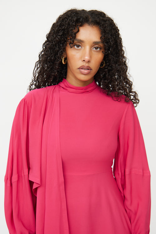 Valentino Pink Necktie Midi Dress