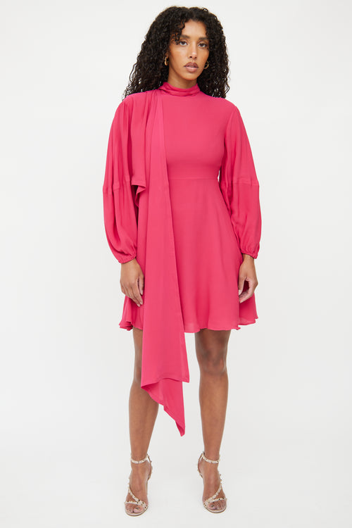 Valentino Pink Necktie Midi Dress