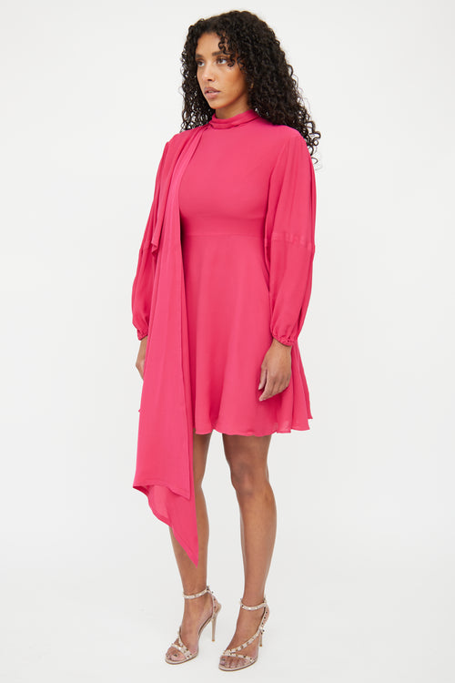 Valentino Pink Necktie Midi Dress