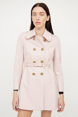 Red Valentino Pink Gold Button Long Coat