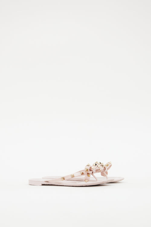 Valentino Pink Rubber Rockstud Sandal